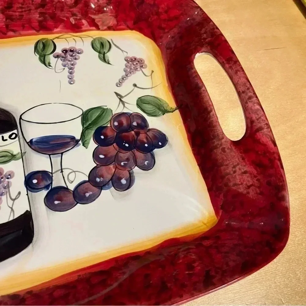 Mediterranea Le Ceramiche Rectangular Tray Wine Grapes Serving Party Charcuterie